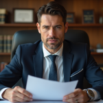 Avocat d'affaires en costume dans son bureau professionnel