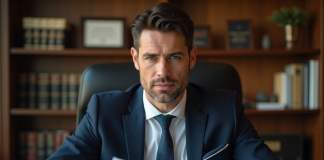 Avocat d'affaires en costume dans son bureau professionnel