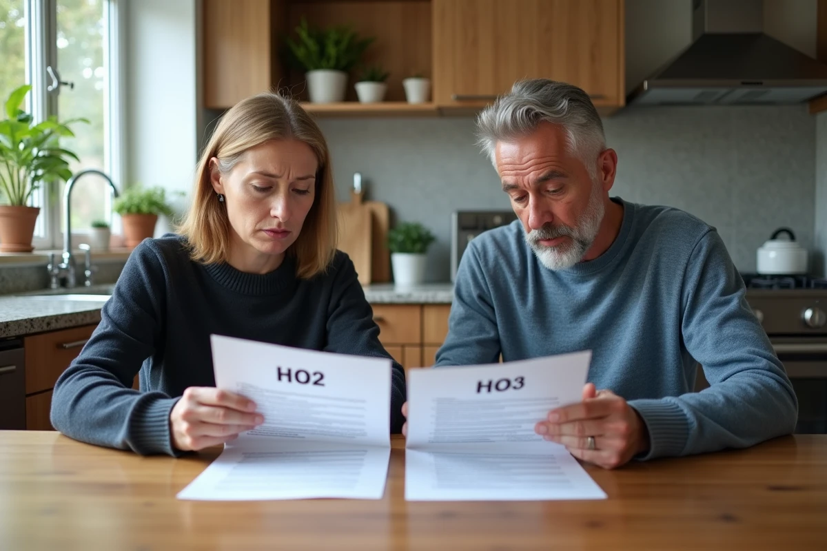 Couple de milieu age discutant de contrats assurance maison