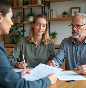 Prêt immobilier : ce qui inclut et comment ça fonctionne Couple discutant avec une banquière pour un prêt immobilier