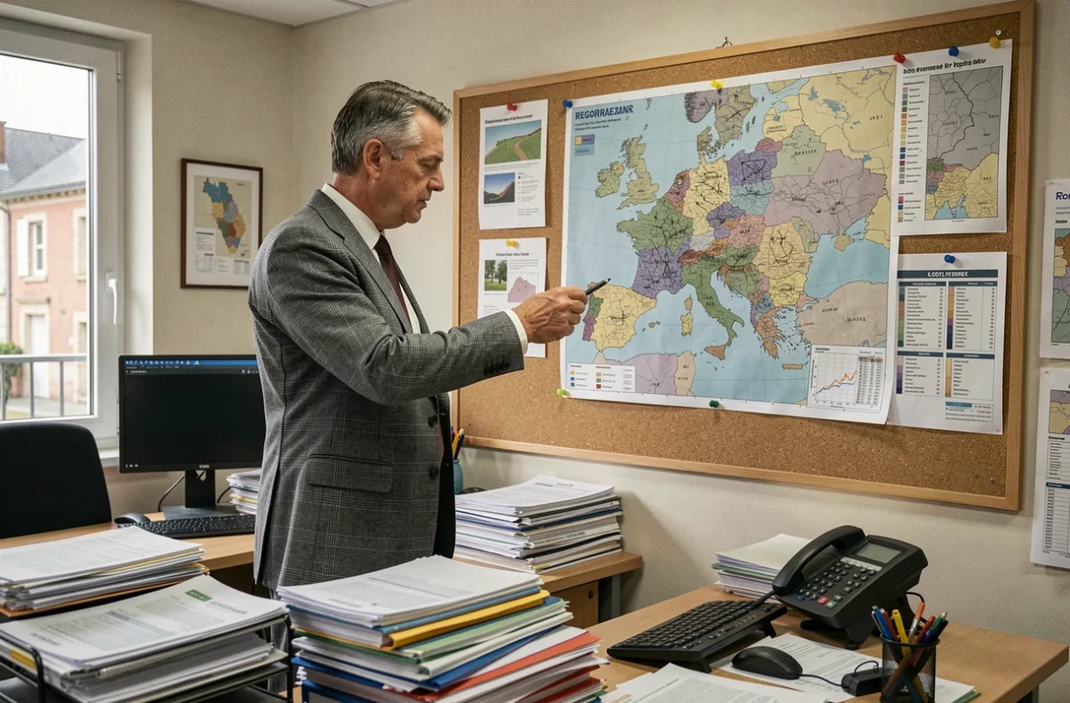 Courtier régional de Diffusion Assurances Rhône Alpes dans son bureau de la Loire