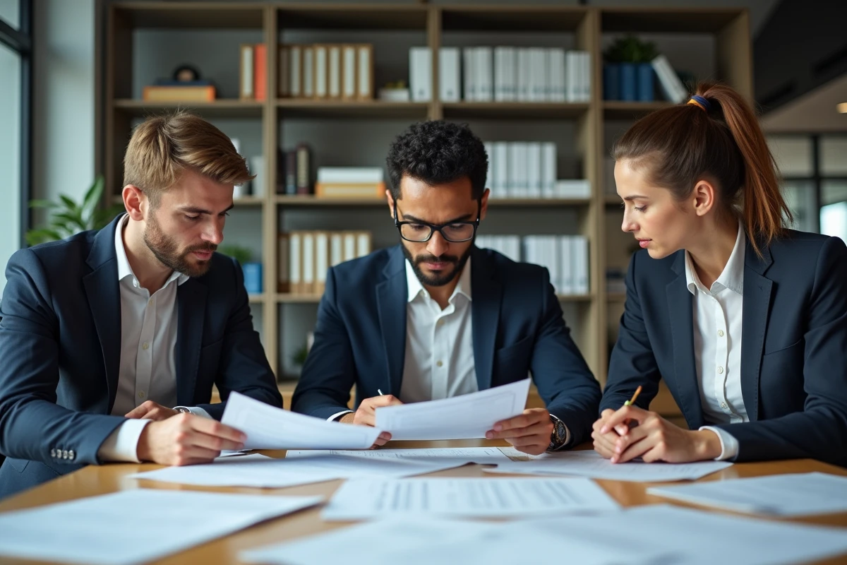 Jeunes professionnels discutant autour d une table de travail