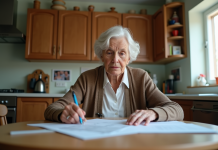 Pension de réversion : comment fonctionne-t-elle, durée et bénéficiaires Femme âgée en intérieur relisant des papiers dans la cuisine