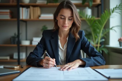 Femme d affaires en réunion de finances