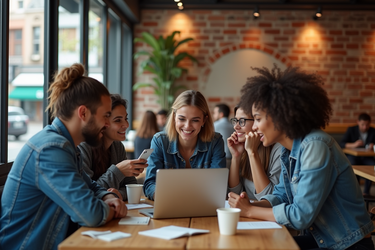 Groupe de jeunes discutant autour d