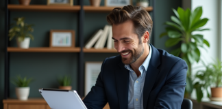 PEA: avantages, intérêts et fonctionnement décryptés, tout savoir Homme en blazer étudiant des documents financiers dans un bureau