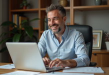 Optimiser son patrimoine grâce à l’investissement en LMNP ou LMP Homme d'âge moyen dans un bureau moderne examine des papiers immobiliers