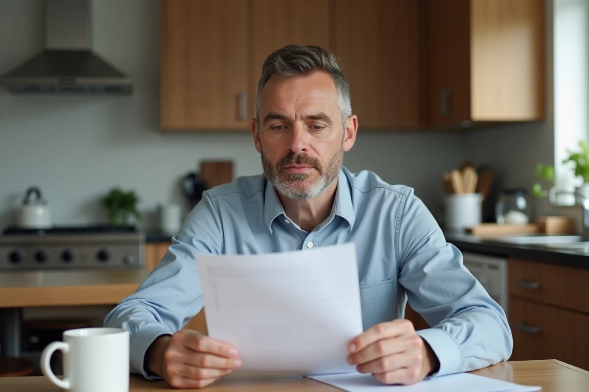 Homme regardant un document d