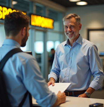 Envoyer 10 000 $ via Western Union : tout ce que vous devez savoir Homme d'âge moyen effectuant une transaction Western Union