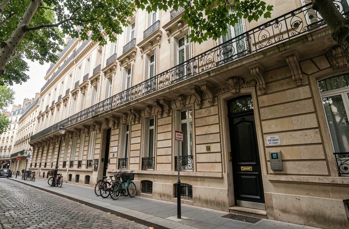 Immeuble haussmannien parisien vendu en viager représentant un investissement immobilier en SCPI