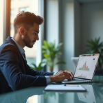 Jeune investisseur analysant graphiques Binance sur un ordinateur moderne