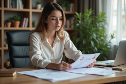 Jeune femme au bureau étudiant des prêts étudiants