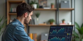 Crypto-monnaies : comprendre les fluctuations des prix et leur impact Jeune homme concentré devant des graphiques de cryptomonnaie