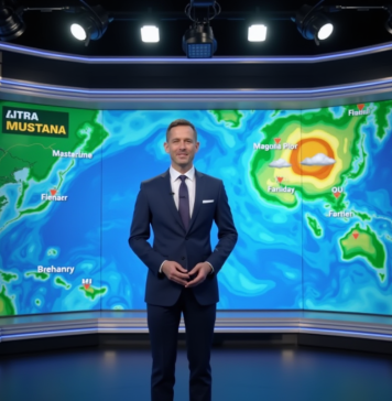 Salaire des présentateurs météo : combien gagnent-ils vraiment ? Présentateur météo professionnel dans un studio moderne