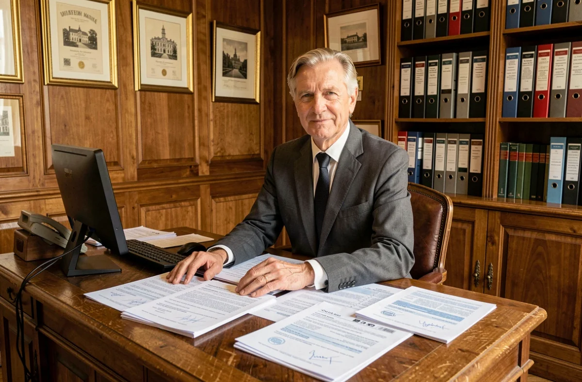 Prêt Immobilier de France : conseiller senior en prêt immobilier dans un bureau institutionnel traditionnel