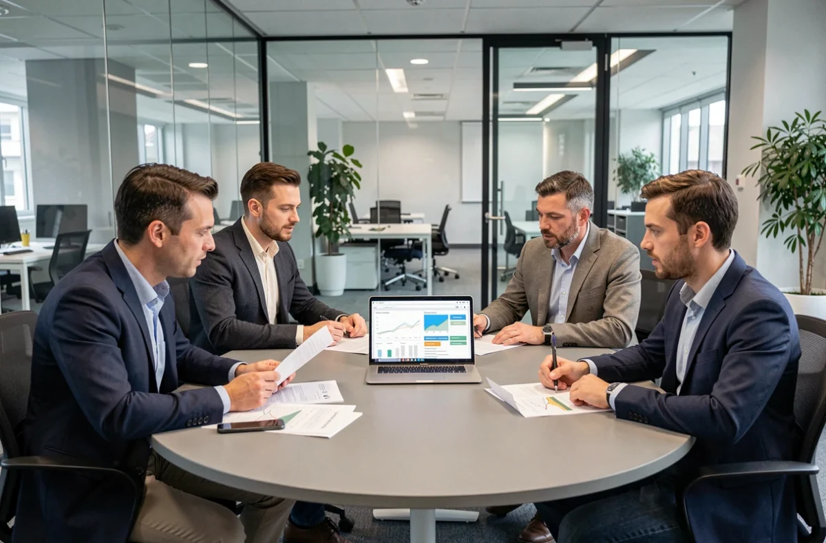 Réunion du CSE Société Générale dans une salle de conférence moderne avec des représentants du personnel