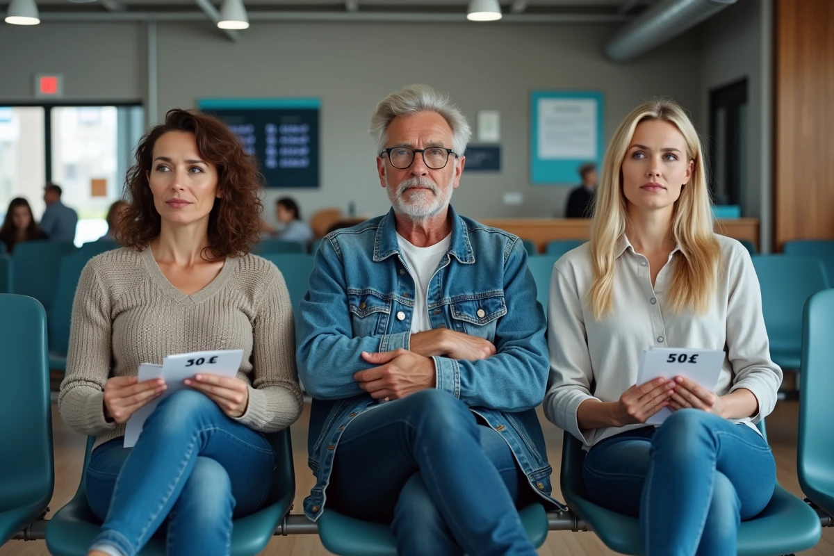 Des demandeurs d'emploi patientent dans la salle d'attente d'une agence France Travail
